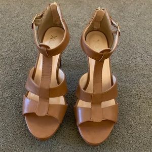 Worn once heeled sandals.